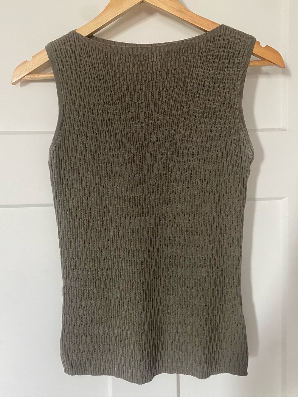 Vintage Sleeveless Boatneck Silk Knit Tank Top - Olive